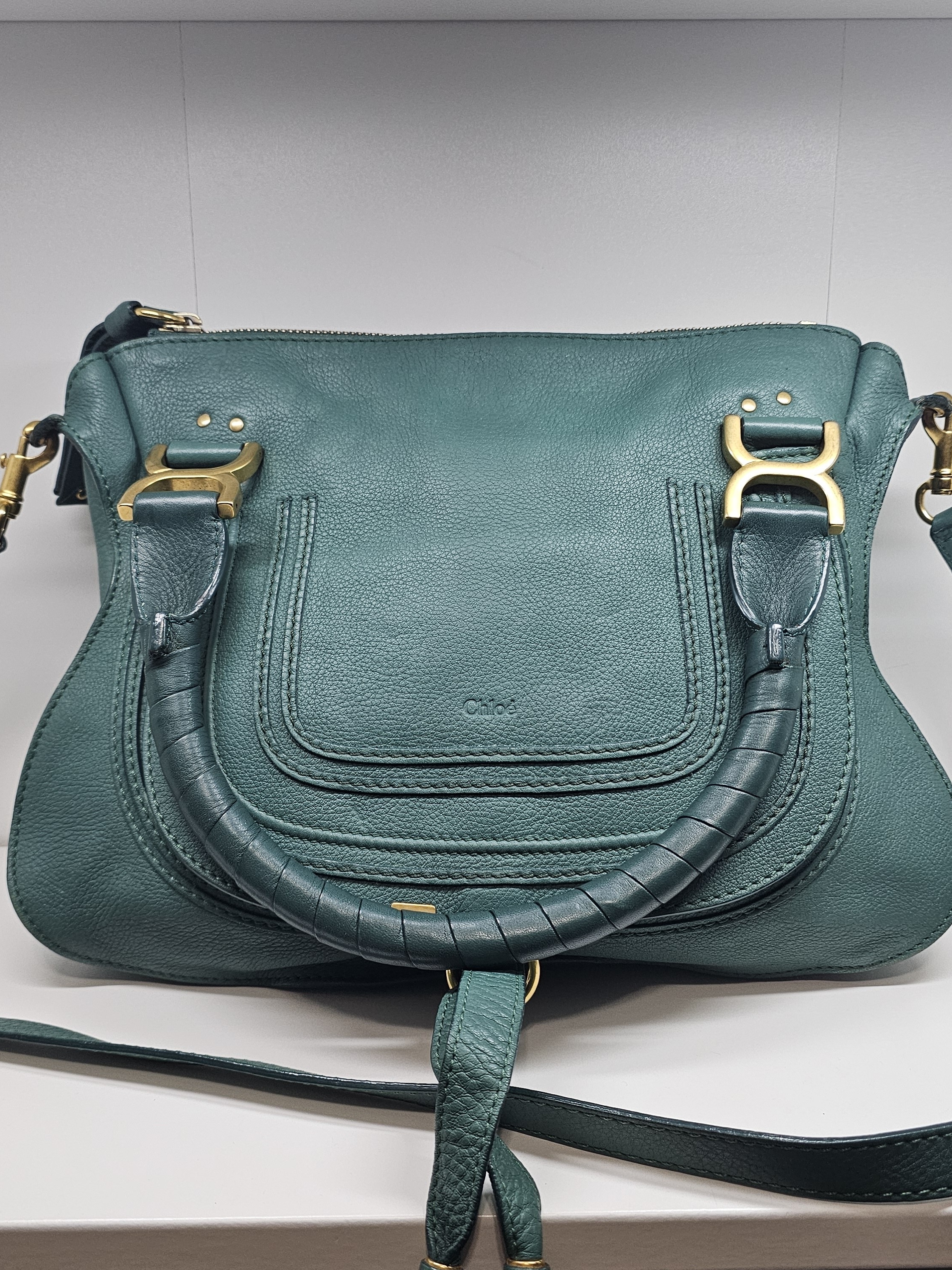 Chloe Marcie Green Leather Shoulder Bag